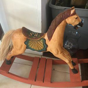Beautiful antique 1920s hand carved rocking horse